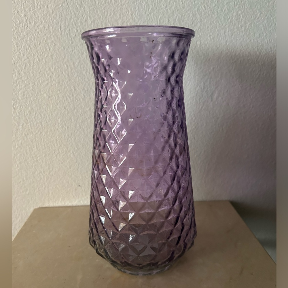 Vintage, Paula Lavender purple, textured vase. 9”